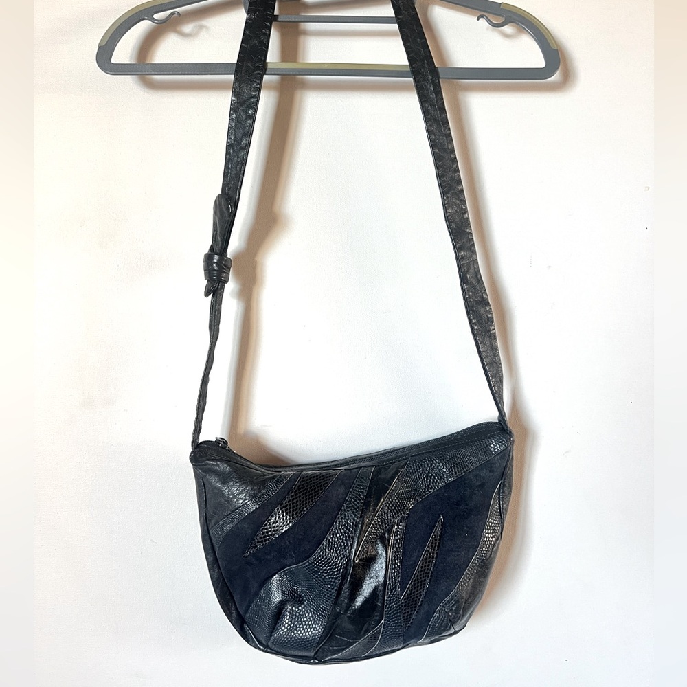 Black Vintage Leather Crossbody Satchel